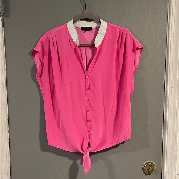 DREW Tops - DREW‎ Vibrant Pink 100% Silk Button-Up Blouse Size Small
